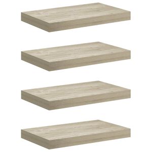 vidaXL Окачени стенни рафтове, 4 бр, дъб, 40x23,5x3,8 см, МДФ