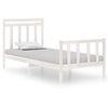 vidaXL Рамка за легло бяла масивно дърво 75x190 см Small Single