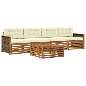 vidaXL Комплект дивани за открито 5 pcs Натурален и Крема