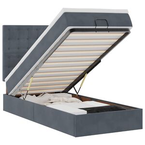 vidaXL Османска легло с матраци и LED, тъмносиво, 80x200 см, кадифе