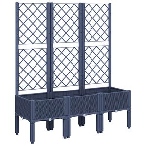 vidaXL Градински сандък с пергола, синьо сив, 120x40x142 см, PP