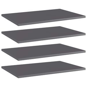 vidaXL Рафтове за етажерка, 4 бр, сив гланц, 60x40x1,5 см, ПДЧ