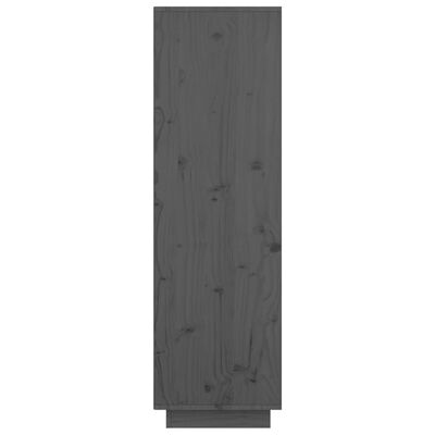 vidaXL Висок шкаф, сив, 74x35x117 см, борово дърво масив