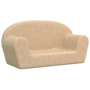 vidaXL 2-местен детски диван, кремав, мек плюш
