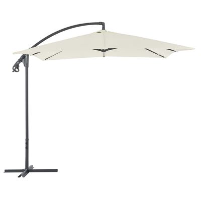 vidaXL Градински чадър чупещо рамо и стоманен прът 250x250 см пясъчен