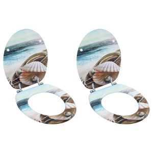 vidaXL WC тоалетни седалки, 2 бр, с капаци, МДФ, морски дизайн