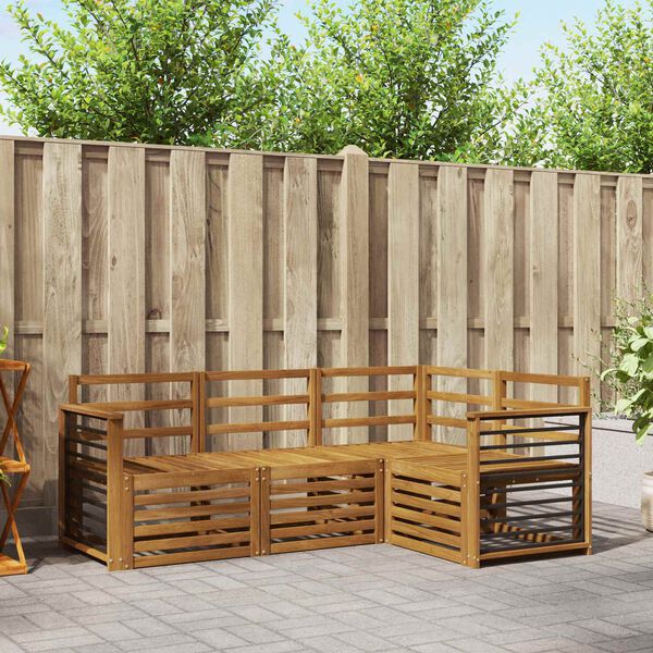 vidaXL Комплекти дивани 4 pcs Естествен Солидно акациево дърво