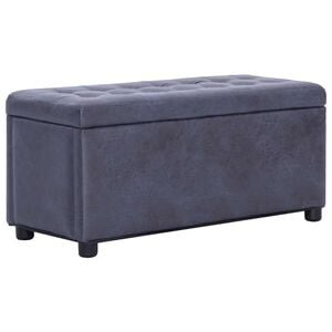 vidaXL Storage Ottoman 87,5 cm Grey Faux Suede Leather