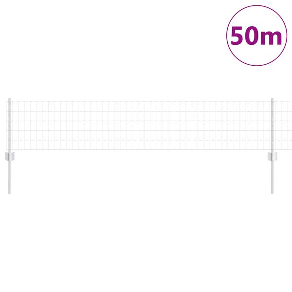 vidaXL Ограда с пост Сребрист 0,4 x 50 м Стомана