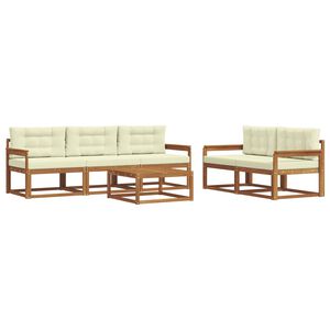 vidaXL Комплект дивани за открито 6 pcs Натурален и Крема