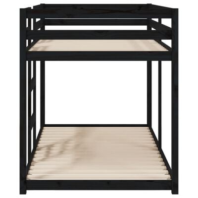 vidaXL Двуетажно легло, черно, 90x190 см, масивна чамова дървесина