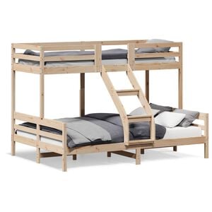 vidaXL Двуетажно легло, 80x200/140x200 см, борово дърво масив