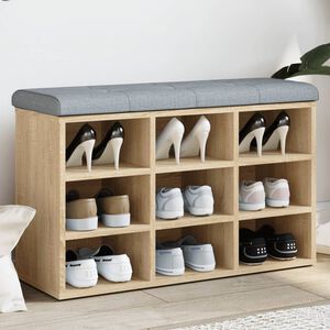 vidaXL Пейка за обувки, дъб сонома, 82x32x50 см, инженерно дърво