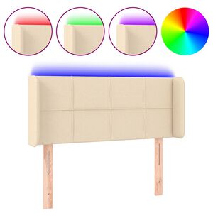vidaXL LED горна табла за легло, кремава, 83x16x78/88 см, плат