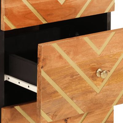 vidaXL Страничен шкаф, кафяво и черно, 40x33,5x75 см, манго масив