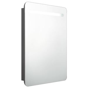 vidaXL LED шкаф с огледало за баня, сив, 60x11x80 см