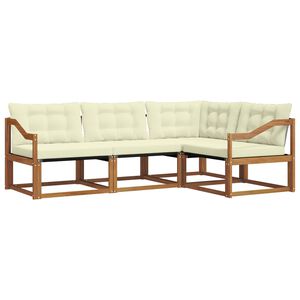 vidaXL Комплект дивани за открито 4 pcs Натурален и Крема