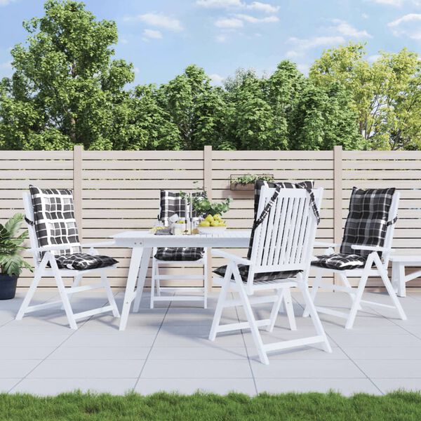 vidaXL Възглавници за столове с облегалка 4 бр сиво каре Оксфорд плат