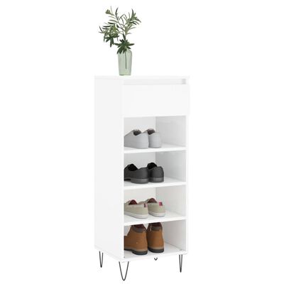 vidaXL Шкаф за обувки, бял гланц, 40x36x105 см, инженерно дърво
