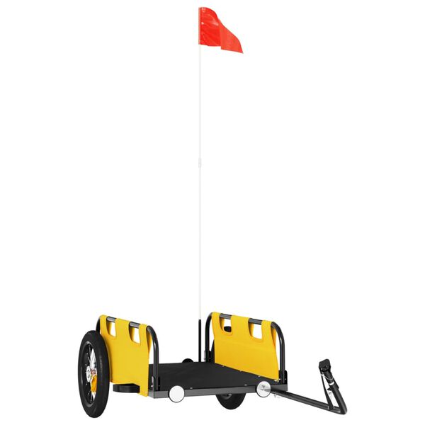 vidaXL Ремарке за колело, жълто, Оксфорд плат и желязо