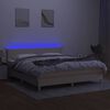 vidaXL Боксспринг легло с матрак и LED, кремаво, 180x200 см, плат