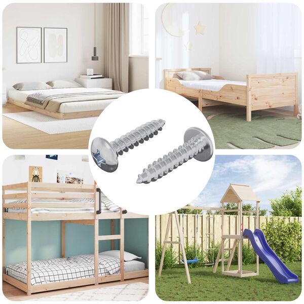 vidaXL Дървени винтове 2 pcs Сребрист M4 x 20 мм Стомана