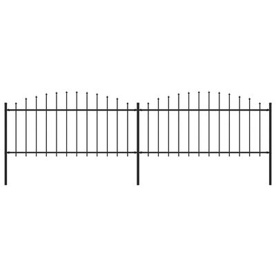 vidaXL Градинска ограда с пики, стомана, (0,5-0,75)x3,4 м, черна