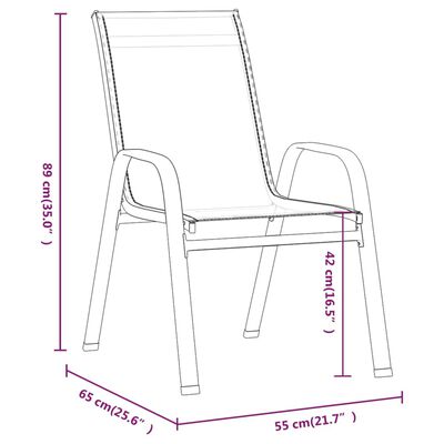 vidaXL Стифиращи градински столове, 4 бр, черни, тъкан textilene