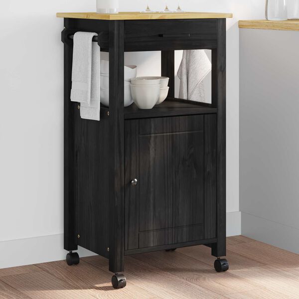 vidaXL Кухненска количка Едноцветен Черно