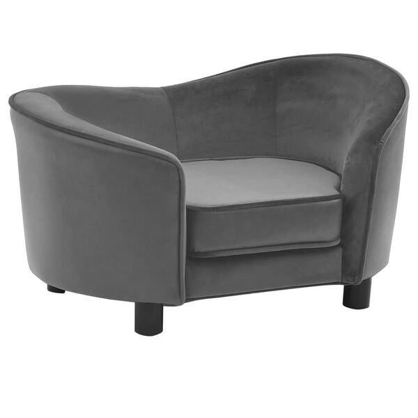 vidaXL Кучешки диван, сив, 69x49x40 см, плюш и изкуствена кожа