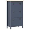 vidaXL Шкаф за обувки Hill сив 72x35x124 см борово дърво масив