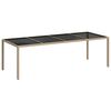 vidaXL Градинска маса бежова 250x100x75 см закалено стъкло и полиратан