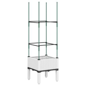 vidaXL Градински сандък с пергола, бял, 40x40x142,5 см, PP