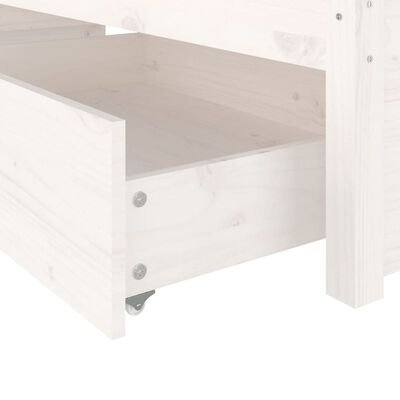 vidaXL Рамка за легло с чекмеджета, бяла, 135x190 см, Double