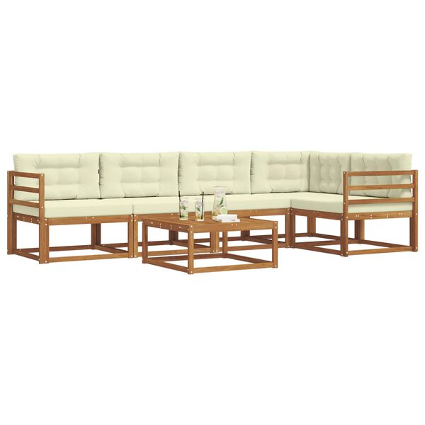 vidaXL Комплект дивани за открито 6 pcs Натурален и Крема