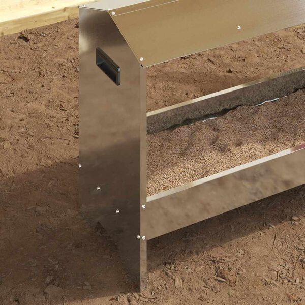 vidaXL Хранилка за пилета Сребрист 81 x 32 x 53,5 см