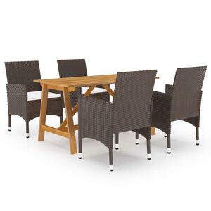 vidaXL Градински трапезен комплект, 5 части, кафяв