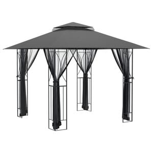 vidaXL Беседка със странични стени, антрацит, 300x300x270 см, стомана
