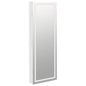 vidaXL Огледален шкаф за бижута с LED осветление, стенен монтаж, бял