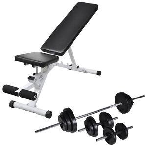 vidaXL Комплект лежанка с щанга и дъмбели, 30,5 кг
