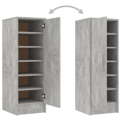 vidaXL Шкаф за обувки, бетонно сив, 32x35x92 см, ПДЧ