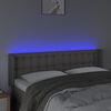 vidaXL LED горна табла за легло, сива, 147x16x78/88см, изкуствена кожа