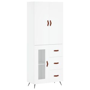 vidaXL Висок шкаф, бял, 69,5x34x180 см, инженерно дърво