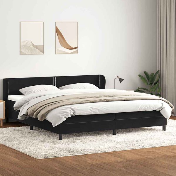 vidaXL Box Spring легло с матраци Black 180x210 cm Velvet