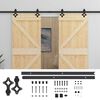 vidaXL Преплъзваща се врата 2 pcs Естествено и черно