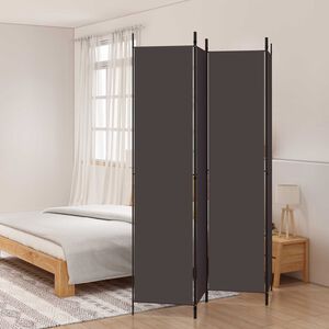 vidaXL Параван за стая, 4 панела, кафяв, 200x220 cм, плат