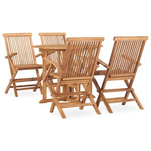 vidaXL Градински трапезен комплект, сгъваем, 5 части, тик масив