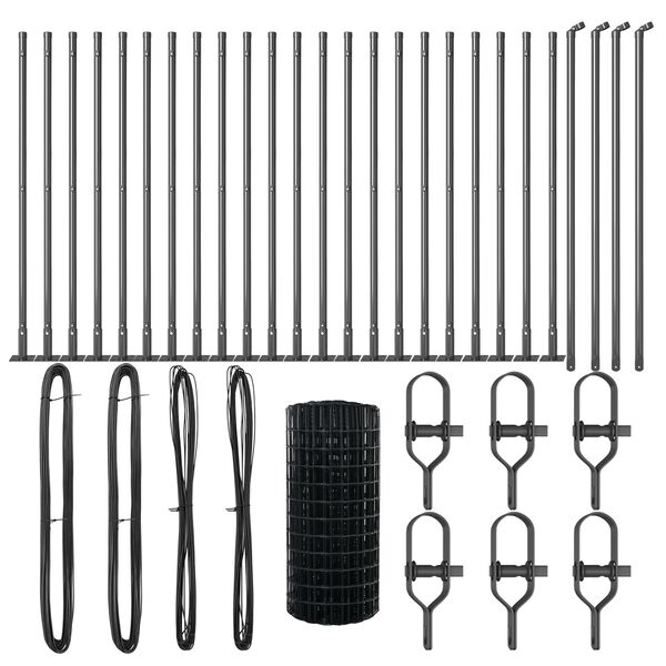 vidaXL Ограда с пост Сив 0,4 x 50 м Стомана и PVC