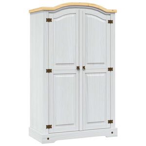 vidaXL Гардероб, мексикански бор, стил Корона, 2 врати, бял