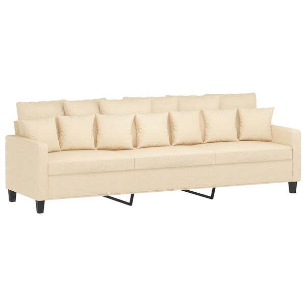 vidaXL 3-местен диван с табуретка, Кремав, 210 см, плат